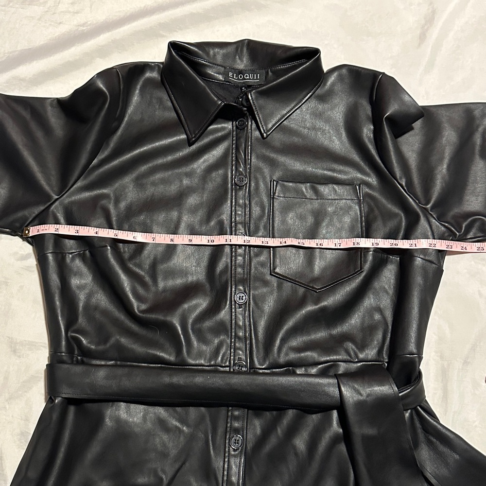 Eloquii Faux Leather Trench Dress Sz 18 - Picture 5 of 12
